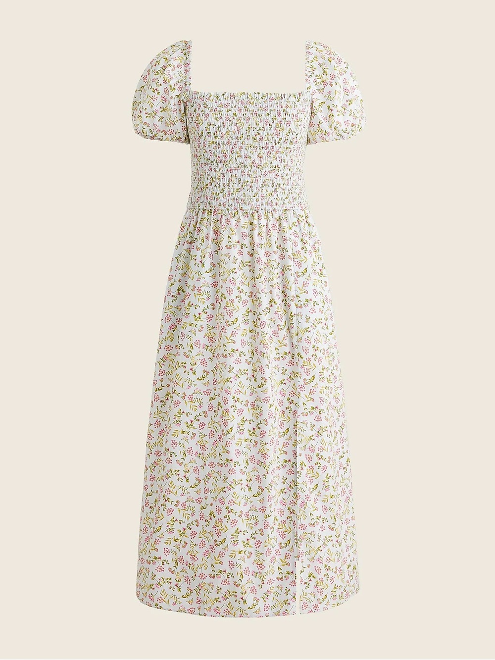 J. Crew Short Sleeve Smocked Midi Dress Meadow Floral Garden Size Medium